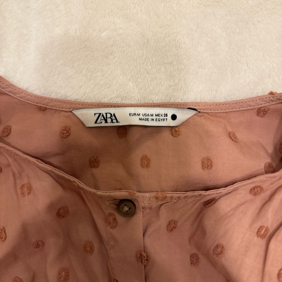 Zara Dusty Rose Polka Dot Blouse Medium - Picture 2 of 3
